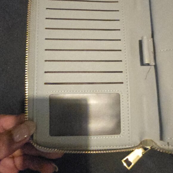LARGE SIZE : CLUCI GRAY WOMENS 16 SLOT WALLET WRISTLET - Picture 7 of 7